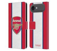 Head Case Designs sous Licence Officielle Arsenal FC Rayures 3 Crête 2 Étui Portefeuille en Cuir Compatible avec Apple iPhone 17 Air