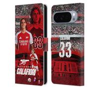 Head Case Designs sous Licence Officielle Arsenal FC Riccardo Calafiori 2024/25 Première Équipe Étui Portefeuille en Cuir Compatible avec Google Pixel 10 Pro XL