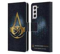 Head Case Designs sous Licence Officielle Assassin's Creed Hiéroglyphe Origines Crêtes Étui Portefeuille en Cuir Compatible avec Samsung Galaxy S21 5G