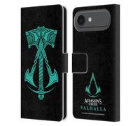 Head Case Designs sous Licence Officielle Assassin's Creed Marteau et crête ACV 1 Symboles et Modèles Valhalla Étui Portefeuille en Cuir Compatible avec Apple iPhone 17 Air