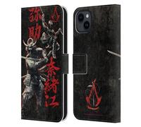 Head Case Designs sous Licence Officielle Assassin's Creed Yasuke Naoe Kanji Graphismes D'Ombres Étui Portefeuille en Cuir Compatible avec Apple iPhone 15 Plus