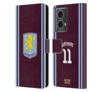 Head Case Designs sous Licence Officielle Aston Villa Football Club Ollie Watkins Kit Joueur 2024/25 avec Blason Coque en Cuir à Portefeuille Compatible avec Motorola Moto G85