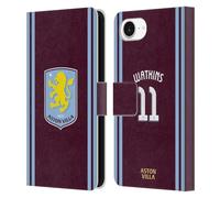 Head Case Designs sous Licence Officielle Aston Villa Football Club Ollie Watkins Kit Joueur 2024/25 avec Blason Coque en Cuir à Portefeuille Compatible avec Apple iPhone 16e