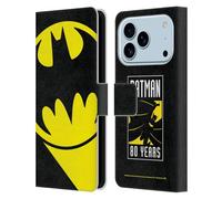 Head Case Designs sous Licence Officielle Batman DC Comics Bat Signal Logos Étui Portefeuille en Cuir Compatible avec Apple iPhone 17 Pro