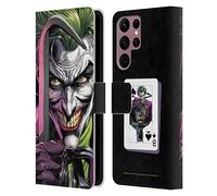 Head Case Designs sous Licence Officielle Batman DC Comics Le Clown Three Jokers Étui Portefeuille en Cuir Compatible avec Samsung Galaxy S22 Ultra 5G