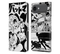Head Case Designs sous Licence Officielle Batman DC Comics Noir Et Blanc Bat-Manga! Étui Portefeuille en Cuir Compatible avec Apple iPhone 17 Air