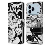 Head Case Designs sous Licence Officielle Batman DC Comics Noir Et Blanc Bat-Manga! Étui Portefeuille en Cuir Compatible avec Apple iPhone 17 Pro