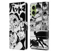 Head Case Designs sous Licence Officielle Batman DC Comics Noir Et Blanc Bat-Manga! Étui Portefeuille en Cuir Compatible avec Apple iPhone 17