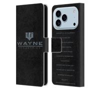 Head Case Designs sous Licence Officielle Batman DC Comics Wayne Industries Logo Dualité Étui Portefeuille en Cuir Compatible avec Apple iPhone 17 Pro