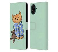 Head Case Designs sous Licence Officielle Beth Wilson Pyjama Au Coucher Chats Doodle 2 Étui Portefeuille en Cuir Compatible avec Samsung Galaxy A07