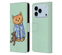 Head Case Designs sous Licence Officielle Beth Wilson Pyjama Au Coucher Chats Doodle 2 Étui Portefeuille en Cuir Compatible avec Apple iPhone 17 Pro