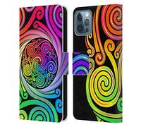 Head Case Designs sous Licence Officielle Beth Wilson Spirales Arc-en-Ciel Noeuds Celtiques Étui Portefeuille en Cuir Compatible avec Apple iPhone 12 / iPhone 12 Pro