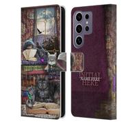 Head Case Designs sous Licence Officielle Brigid Ashwood Coutume Personnalisé Chats Et Livres Storytime Nom Et Initiale Coque en Cuir à Portefeuille Compatible avec Samsung Galaxy S25 Ultra