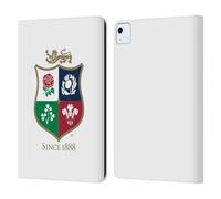 Head Case Designs sous Licence Officielle British and Irish Lions Blanc Badge Étui Portefeuille en Cuir Compatible avec Apple iPad Air 11 2020/2022/2024/2025