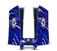 Head Case Designs sous Licence Officielle Chelsea FC Brosse Abstraite Art Vinyle Autocollant De Jeu Peau Compatible avec Sony PlayStation 5 PS5 Slim Digital Edition Console & DualSense Controller