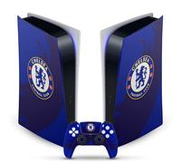 Head Case Designs Sous Licence Officielle Chelsea FC Coup de balayage Art Vinyle Plaque Frontale Autocollant De Jeu Peau Compatible avec Sony PlayStation 5 PS5 Digital Console and DualSense Controller