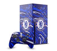 Head Case Designs Sous Licence Officielle Chelsea Football Club Brosse abstraite Art Enveloppement De Console De Jeu Et Skins Pour Manette De Jeu Ensemble compatible avec Xbox Series X