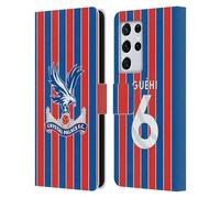 Head Case Designs sous Licence Officielle Crystal Palace FC Marc Guéhi 2025/26 Joueurs Home Kit Étui Portefeuille en Cuir Compatible avec Samsung Galaxy S21 Ultra 5G