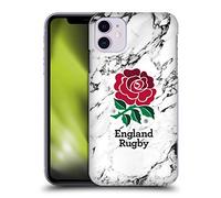 Head Case Designs sous Licence Officielle England Rugby Union Blanc Marbre Coque Dure pour l'arrière Compatible avec Apple iPhone 11