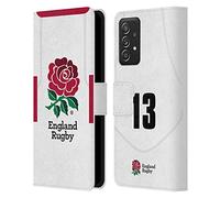 Head Case Designs sous Licence Officielle England Rugby Union Position 13 2020/21 Joueurs Home Kit Étui Portefeuille en Cuir Compatible avec Galaxy A52 / A52s / 5G (2021)