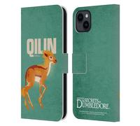 Head Case Designs sous Licence Officielle Fantastic Beasts: Secrets of Dumbledore Qilin Badges Graphiques Étui Portefeuille en Cuir Compatible avec Apple iPhone 15 Plus