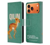Head Case Designs sous Licence Officielle Fantastic Beasts: Secrets of Dumbledore Qilin Badges Graphiques Étui Portefeuille en Cuir Compatible avec Apple iPhone 17 Pro Max