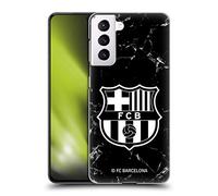 Head Case Designs sous Licence Officielle FC Barcelona Noir Marble Crête Modèles Coque Dure pour l'arrière Compatible avec Samsung Galaxy S21 5G