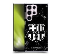 Head Case Designs sous Licence Officielle FC Barcelona Noir Marble Crête Modèles Coque Dure pour l'arrière Compatible avec Samsung Galaxy S23 Ultra 5G