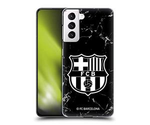 Head Case Designs sous Licence Officielle FC Barcelona Noir Marble Crête Modèles Coque Dure pour l'arrière Compatible avec Samsung Galaxy S21 5G
