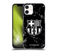 Head Case Designs sous Licence Officielle FC Barcelona Noir Marble Modèles De Crête Coque Dure pour l'arrière Compatible avec Apple iPhone 12 Mini