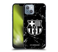 Head Case Designs sous Licence Officielle FC Barcelona Noir Marble Modèles De Crête Coque Dure pour l'arrière Compatible avec Apple iPhone 14