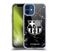 Head Case Designs sous Licence Officielle FC Barcelona Noir Marble Modèles De Crête Coque en Gel [Protection de Qualité Militaire] Compatible avec Apple iPhone 12 Mini Et Compatible avec MagSafe