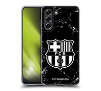 Head Case Designs sous Licence Officielle FC Barcelona Noir Marble Modèles De Crête Coque en Gel [Protection de Qualité Militaire] Compatible avec Samsung Galaxy S21 FE 5G Et Compatible avec MagSafe