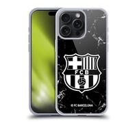 Head Case Designs sous Licence Officielle FC Barcelona Noir Marble Modèles De Crête Coque en Gel [Protection de Qualité Militaire] Compatible avec Apple iPhone 15 Pro Max
