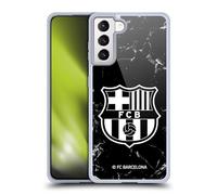 Head Case Designs sous Licence Officielle FC Barcelona Noir Marble Modèles De Crête Coque en Gel [Protection de Qualité Militaire] Compatible avec Samsung Galaxy S21+ 5G Et Compatible avec MagSafe