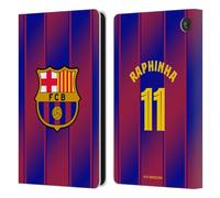 Head Case Designs sous Licence Officielle FC Barcelona Raphinha 2025/26 Joueurs Home Kit Étui Portefeuille en Cuir Compatible avec Amazon Fire 7 2022