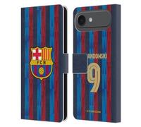 Head Case Designs sous Licence Officielle FC Barcelona Robert Lewandowski 2022/23 Joueurs Home Kit Étui Portefeuille en Cuir Compatible avec Apple iPhone 17 Air