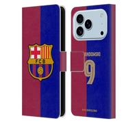 Head Case Designs sous Licence Officielle FC Barcelona Robert Lewandowski 2024/25 Joueurs Home Kit Étui Portefeuille en Cuir Compatible avec Apple iPhone 17 Pro