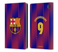 Head Case Designs sous Licence Officielle FC Barcelona Robert?Lewandowski 2025/26 Joueurs Home Kit Étui Portefeuille en Cuir Compatible avec Amazon Fire 7 2022
