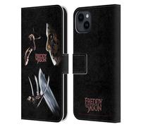 Head Case Designs sous Licence Officielle Freddy VS. Jason Freddy Contre Jason Graphiques Étui Portefeuille en Cuir Compatible avec Apple iPhone 15 Plus