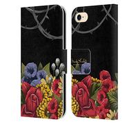 Head Case Designs sous Licence Officielle Frida Kahlo Efflorescence Florals Rouge Étui Portefeuille en Cuir Compatible avec Apple iPhone 7/8 / SE 2020 & 2022