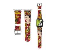 Head Case Designs sous Licence Officielle Frida Kahlo Potrait Modèles Floral Bracelet De Montre en Cuir Véritable Compatible avec Apple Watch 38/40/41mm
