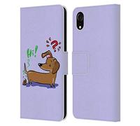 Head Case Designs sous Licence Officielle Grace Illustration Teckel Chiens Étui Portefeuille en Cuir Compatible avec Apple iPhone XR