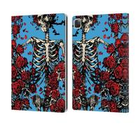 Head Case Designs sous Licence Officielle Grateful Dead Bertha Crâne Roses Tendances Étui Portefeuille en Cuir Compatible avec Apple iPad Pro 13 M4 2024