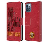 Head Case Designs sous Licence Officielle Guns N' Roses Noms Vintage Étui Portefeuille en Cuir Compatible avec Apple iPhone 12 / iPhone 12 Pro
