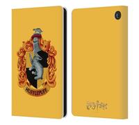 Head Case Designs sous Licence Officielle Harry Potter Hufflepuff Crête Chamber of Secrets I Étui Portefeuille en Cuir Compatible avec Amazon Fire 7 2022