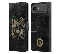Head Case Designs sous Licence Officielle Harry Potter Ministère De La Magie Typographie des Lieux Étui Portefeuille en Cuir Compatible avec Apple iPhone 17 Air