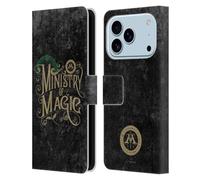 Head Case Designs sous Licence Officielle Harry Potter Ministère De La Magie Typographie des Lieux Étui Portefeuille en Cuir Compatible avec Apple iPhone 17 Pro