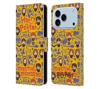 Head Case Designs sous Licence Officielle Harry Potter Mischief Managed Deathly Hallows I Étui Portefeuille en Cuir Compatible avec Apple iPhone 17 Pro