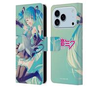 Head Case Designs sous Licence Officielle Hatsune Miku Chanter Graphiques Étui Portefeuille en Cuir Compatible avec Apple iPhone 17 Pro